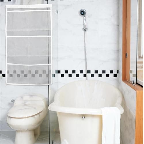 DIYEAH Hanging Mesh Shower Organizer White 6 Pocket Storage Bag — view 4