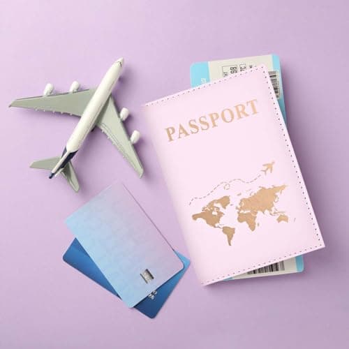 REEKNOKOL Passport Holder, Leather Passport Cover PU Passport Holder Travel Wallet for Passport, Credit Card, Ticket Card, Business Cards, Boarding Passes (Pink) — view 5