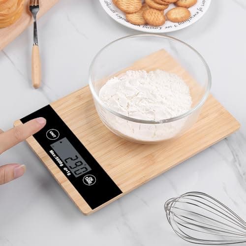 SHABBIR TRADERS LTD Wooden Bamboo Digital Kitchen Scale 5kg | Electronic Food Weighing Scale with LCD Display & Battery Powered Design for Cooking & Baking — view 4