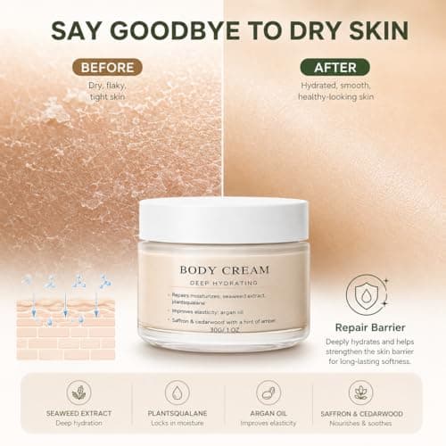 Body Cream, Hydrating Seaweed Night Cream, Anti Aging Oil Control Moisturiser With Squalane & Argan Oil, Travel Size Scented Body Lotion For Body & Hand, Deep Hydration & Glow, Vegan, Non-Sticky, 30ml — view 5