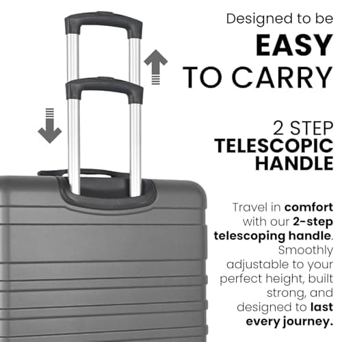 XPLR 5-Piece ABS Luggage Set – Durable Hard Shell Suitcases with TSA Lock, 360° Spinner Wheels & Organised Interiors – Includes Carry-On & Toiletry Bag – Scratch-Resistant Finish – Charcoal Grey — view 5