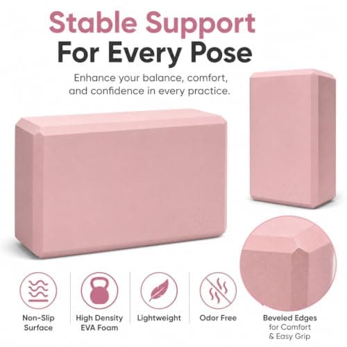 Exerz Yoga Blocks 2 Pack EVA Foam Gym Bricks Pilates Stretch Blush Pink — view 5