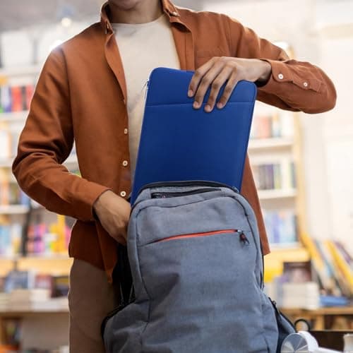 HEDUGO Laptop Sleeve Case with Zipper Accessory Pocket Compatible with 15.6 inches HP Dell Asus Lenovo Padded Computer Pouch Cover Shockproof Protective for 15.6” Laptop/Chromebook/Tablet,Blue — view 6