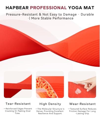 HAPBEAR Extra Large Yoga Mat (84''×30'') - 1/3'' Thick Double-Sided PVC Non-Slip Exercise Mat with High Rebound Cushioning, Dual-Side Usable for Home Gym, Yoga, Pilates & Workouts -Orange — view 5