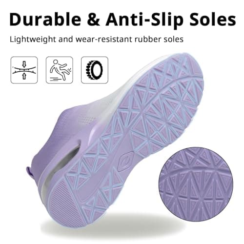 Womens Trainers Outdoor Running Shoes Air Cushion Athletic Walking Shoes Ladies Sneakers Breathable Mesh Sport Shoes Lightweight Tennis Shoes Workout Casual Jogging Shoes Purple — view 4