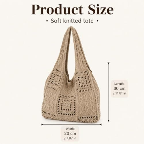 GASGYAI Crochet Beach Tote Bag for Women, Large Knitted Shoulder Bag — view 5