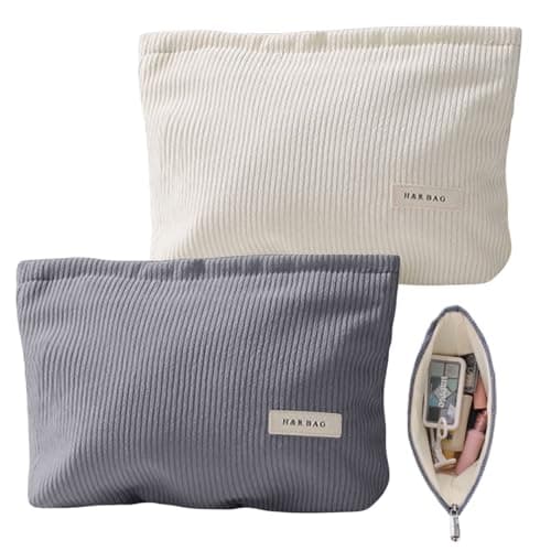 2 Pcs Makeup Bag,Toiletry Bag with Metal Zipper Portable Make up Bag