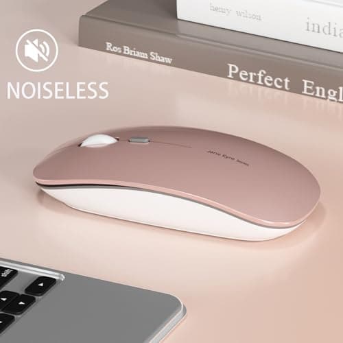 Uiosmuph Q5 Wireless Mouse, Silent Rechargeable Mice for Laptop - Rose Gold — view 3