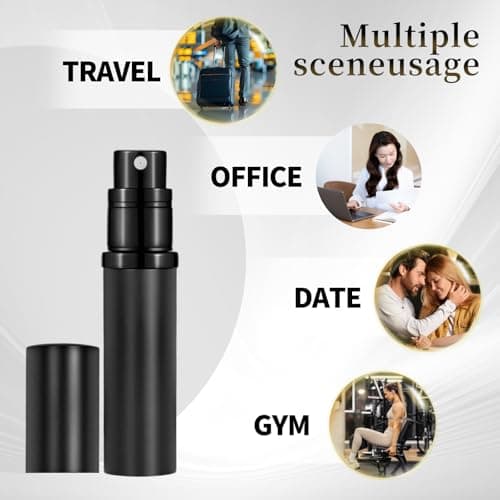 szyanlai Portable Perfume Atomiser Refillable - 5ml Empty Travel Perfume Bottle, Nano Mist, Leaking Proof, Bottom Pump without Funnel, Luxurious Mini women and men (Black) — view 6
