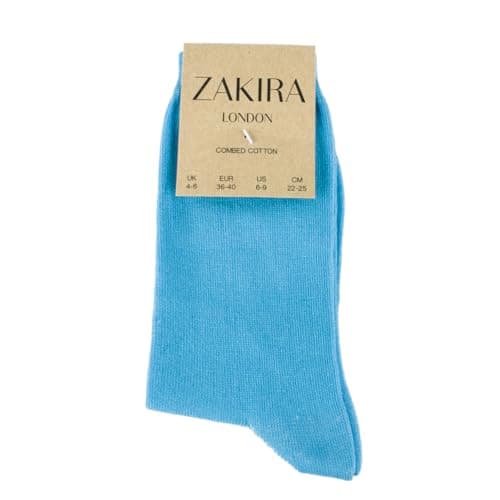 ZAKIRA Combed Cotton Dress Socks - Plain Colour Business Crew Socks for Men & Women, Soft Breathable Cotton, 6-10 (UK), Turquoise — view 5