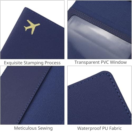ILIYAH PU Leather Passport Holder Cover for Women Men Credit Cards Boarding Passes Travel Wallet Case(Navy) — view 4