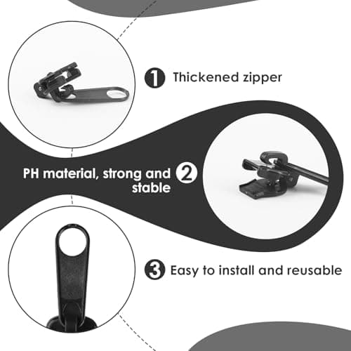18Pcs Zipper Pull Replacement 3 Sizes Zip Repair kit #3#5#8 — view 3