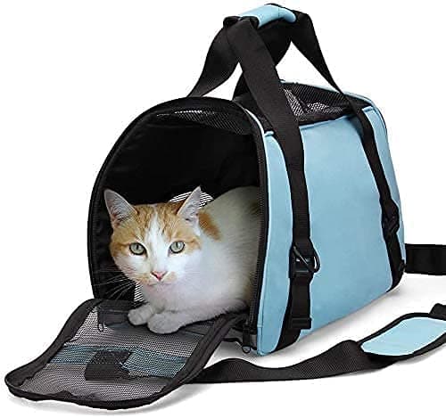 Pet Carrier Bag AVC Portable Soft Fabric Folding Travel bag for Dog, Cat, Puppy Foldable Pet Bag (Light Blue) — view 2