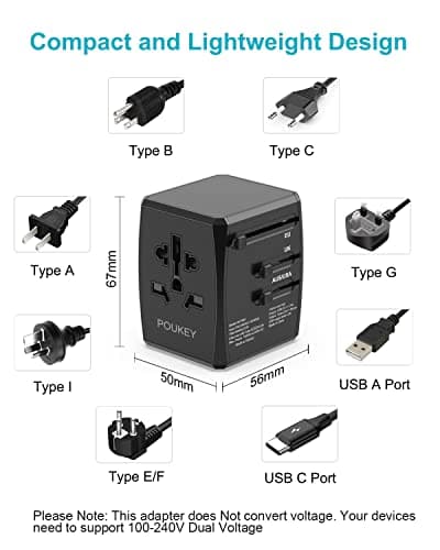 Universal Travel Adapter Worldwide, Travel Plug Adapter Worldwide International Travel Adapter With USB C and 3 USB Travel Adaptor All in One Universal Charger Power Adapter for European EU US UK AUS — view 4