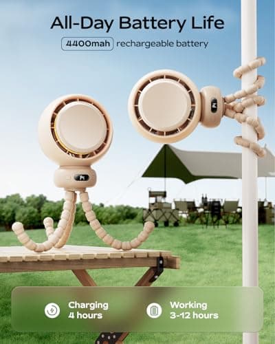 Bearwind Pram Fan, 60° Auto Oscillating Stroller Fan, 4400mAh Rechargeable — view 2