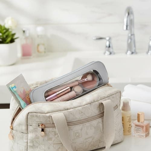 Targonix Silver Clear Makeup Bag Transparent PVC Travel Makeup Pouch, Waterproof Small Make Up Bag for Brushes, Stationery and Cosmetics, Portable Cosmetic Bag for Women and Students — view 6