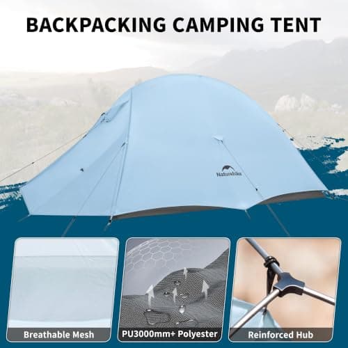 Naturehike Cloud Up 210T Polyester Camping Tent, Windproof Tent, 1 Person, Baby Blue — view 2