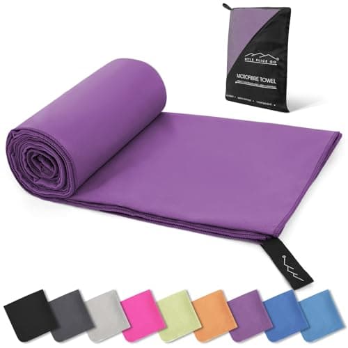 Style Slice Microfibre Towel Quick Dry Travel Beach Purple 60x30cm