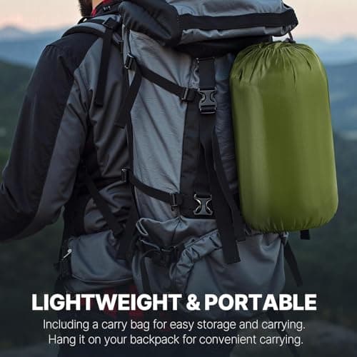 Sleeping Bags for Adults & Kids Sleeping Bag 3 Season, Ultralight Carry Bag, Adult Blanket, Lightweight Compact for Outdoor Camping, Travel, Hiking, Indoor & Outdoor Use (Green) — view 6