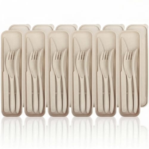 Wrova Camping Cutlery Set – 24-Piece Reusable Cutlery Set for 6 People