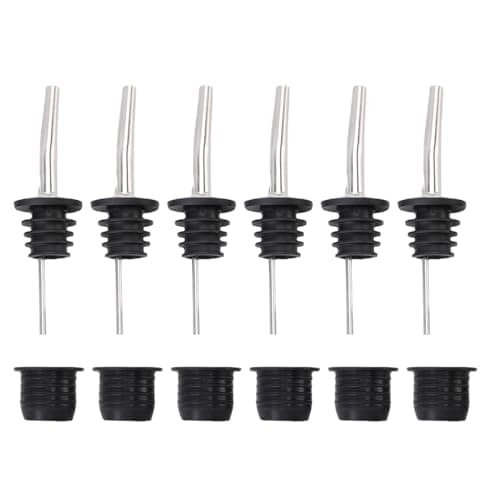 Brrnoo 12 Pack Bottle Pour Spouts with Adapters, Stainless Steel Liquor Pour Spouts with Rubber Stopper, Universal Wine & Olive Oil Bottle Pourers for Bar, Kitchen, Whiskey, Syrup — view 5