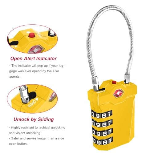 ZHEGE TSA Approved Luggage Locks, Suitcase Padlocks (Yellow, 2P) — view 4