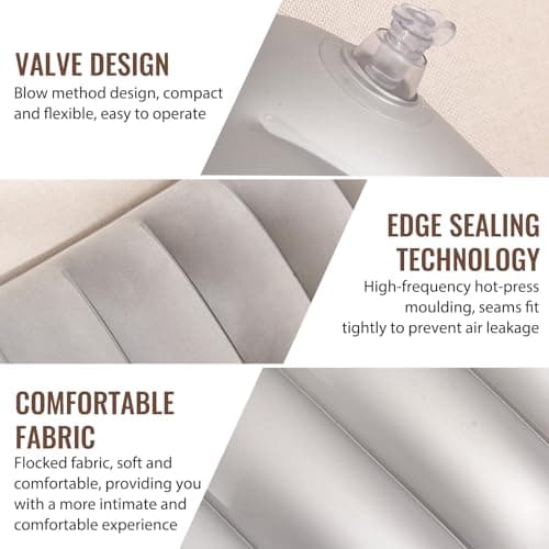 VEGCOO 5 Pack Inflatable Pillow, Multipack of Blow Up Pillows 47 * 30cm, Inflatable Flocked Cushion Compact Light Water Resistant, Travel Camping Pillow Perfect for Hiking, Picnic, Beach — view 3