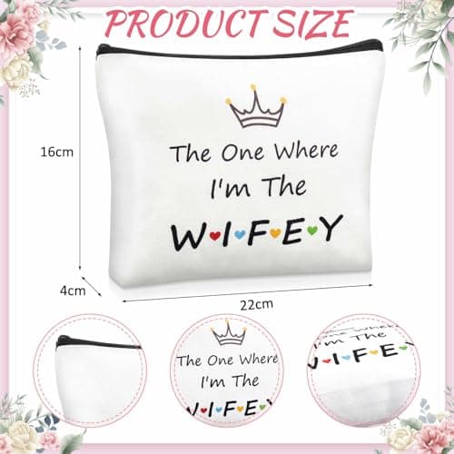 Sintege 2 Pcs Bride Gift Set Wifey Socks Wifey Makeup Bag Bride to Be Bridal Shower Gift Newly Engaged Travel Cosmetic Bag Engagement Bachelorette Party Gifts Future Mrs Valentine's Wedding Present — view 4