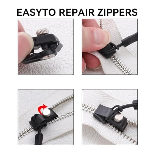 9 Pcs Universal Zipper Repair Kit,3 Sizes Zipper Repair Kit, Removable Zippers Repairs Puller Replacement,for Different Sizes of Quilt,Clothes,Jeans,Backpacks,Wallets,Luggage,Suitcases (Black) — view 4