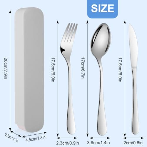 ABOHU Cutlery Set with Portable Pouch Case, 3 Piece Stainless Steel Flatware Set, Tableware Silverware Set with Spoon Knife and Fork Set, Mirror Polished, Dishwasher Safe - Grey — view 2