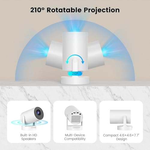 Mini Projector,Smart 4K 1080P Projector with WIFI 6 and Bluetooth 5.4,Auto Keystone,Portable Movie Projector for bedroom Home Cinema Compatible with TV Stick,iOS,Android,HDMI,Laptop — view 5