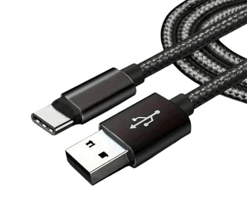 iTechCover Braided USB Cable Charging Cord/Charger Power Lead Wire Compatible with OneOdio A30 Hybrid Active Noise Cancelling Headphones/Black / (3m / 9.9ft) — view 2
