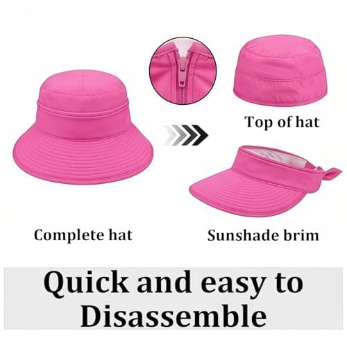 OTKARXUS Sun Hats for Women UK,1Pc 2 in 1 Foldable Ladies Sun Hat,Wide Brim UV Sun Protection Summer Beach Hat for Travel & Outdoor (Grey) — view 6
