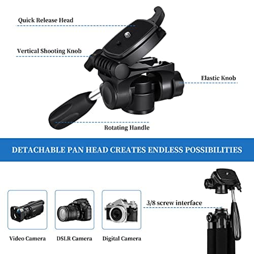 JOILCAN 74"/188cm Camera Tripod, Aluminum Tripod for DSLR/Canon/Nikon/Video — view 5