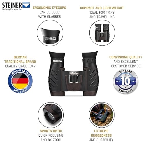 STEINER binoculars Safari UltraSharp 8x22 - German quality optics, compact, light, ideal for travel, hiking, sports and nature observation — view 2