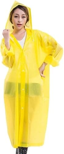 Boolavard Adult Unisex Reusable Waterproof Rain Coat Portable Rain Jacket Poncho for Outdoor 150 * 65cm (UK, Alpha, One Size, Regular, Regular, Yellow)
