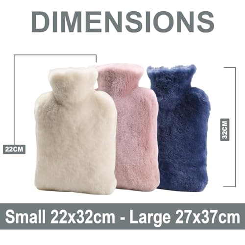 Hot Water Bottle Cover – Genuine Soft Sheepskin Shorn Wool Plush Insulated Cosy Sleeve with Zip Closure - Natural Wool Heat Retention Protector for Home Comfort & Winter Warmth (Natural, Large) — view 5