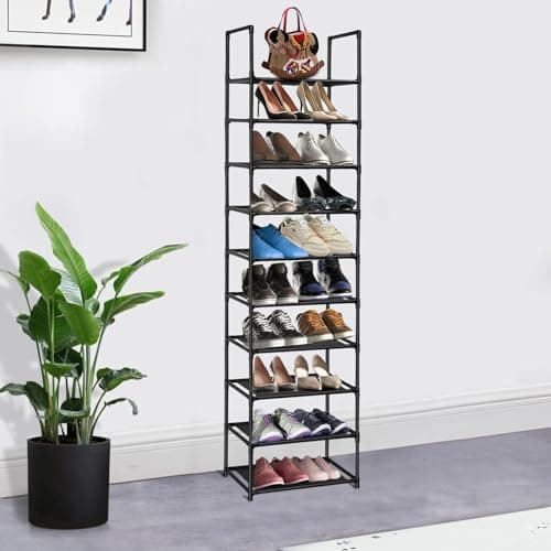 UrMsun 10-Tier Shoe Rack,Space Saving Shoe Storage Tall Shoe Rack Organiser Shelf Non-woven Fabric Shoe Tower for Closet Entryway Hallway Quick Assembly No Tools Required (10 Tier) — view 6