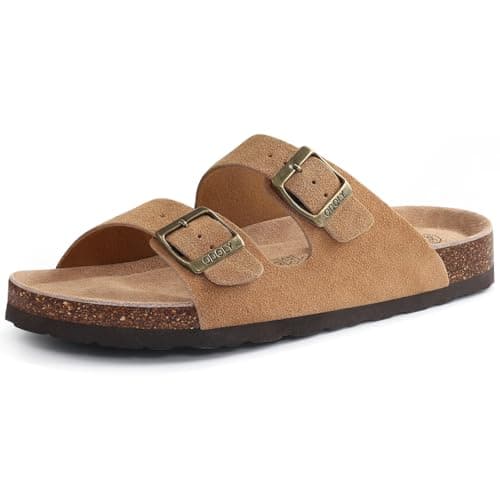 ODOLY Unisex Comfortable Cork Footbed Slide Sandals with Arch Support