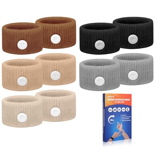 Travel Sickness Bands Pregnancy Nausea Relief Morning Sickness Relief Sea Sickness Acupressure Nausea Relief Band Motion Sickness Bracelets for Cruise-Dark Brown/Light Brown/Camel/Black/Gray-5 Pairs