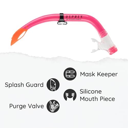 Osprey Snorkel Set with Mask, Snorkel Tube & Flippers, Tempered Glass Lens, Silicone Skirt and Purge Valve, Snorkelling & Scuba Diving Gear for Kids, Shoe Size 12-1 — view 4