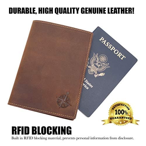 WANDERINGS Leather Travel Wallet with Passport Holder - 11x14 Cm - Genuine Leather Case with RFID Blocking for Men and Women - Folding Wallet for Passports — view 4