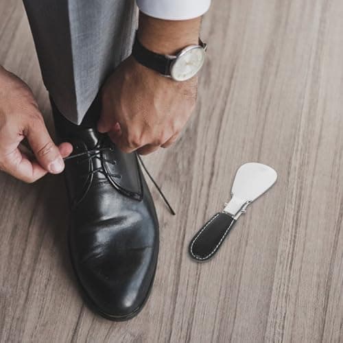 SHINEOFI Foldable Shoe Horn with PU Cover Stainless Steel Portable for Men — view 6