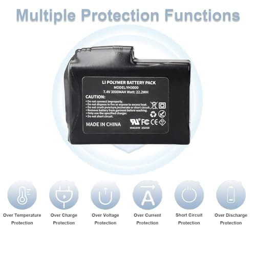 MXJFYY 2PCS 7.4V 3000mAh 22.2Wh Li-Polymer Rechargeable Battery for Heated Gloves, Heated Socks, Heated Hats, Heated Balaclavas, Heated Insoles,Thermal Underwear Bottoms, Mittens — view 6