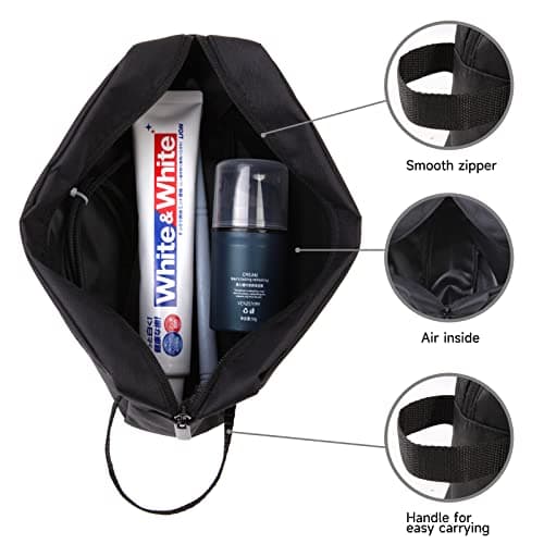 Toiletry Bag for Men Women Travel Wash Bag Water-Resistant Gym Shaving Organiser Bag, Shower Bathroom Makeup Bag with Handle, Black — view 2