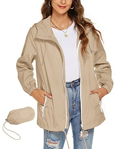 Rapbin Trench Coats for Women Lightweight Summer Jackets Hooded Raincoat