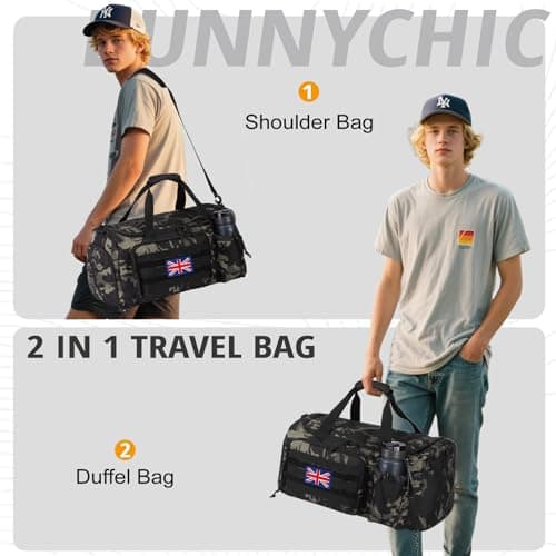 Bunnychic Tactical Gym Bag for Men, 60L Large Duffle Holdall Bag for Travel — view 5