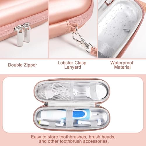 Electric Toothbrush Travel Case, Portable Electric Toothbrush Case with Accessories Storage, Toothbrush Holder for Travel School Business Trips (Rose Gold) — view 4