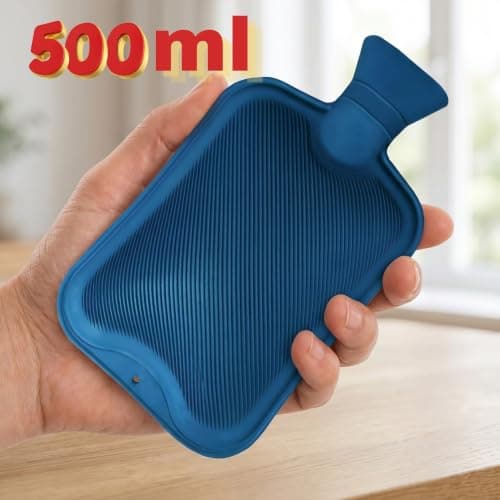 Mini Hot Water Bottles Pack of 3 – 500ml Each Small Natural Rubber Hot Water Bags for Pain Relief, Menstrual Cramps, Muscle Aches & Warmth – Leakproof Hot Water Bottle Set (Assorted Colours) — view 3
