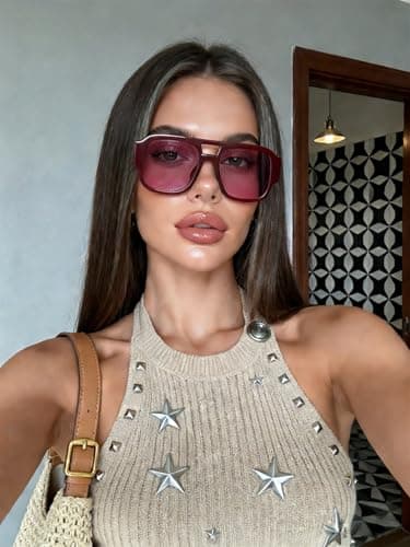 GUVIVI Retro Oversized Pilot Sunglasses for Women Men UV400 Protection — view 6